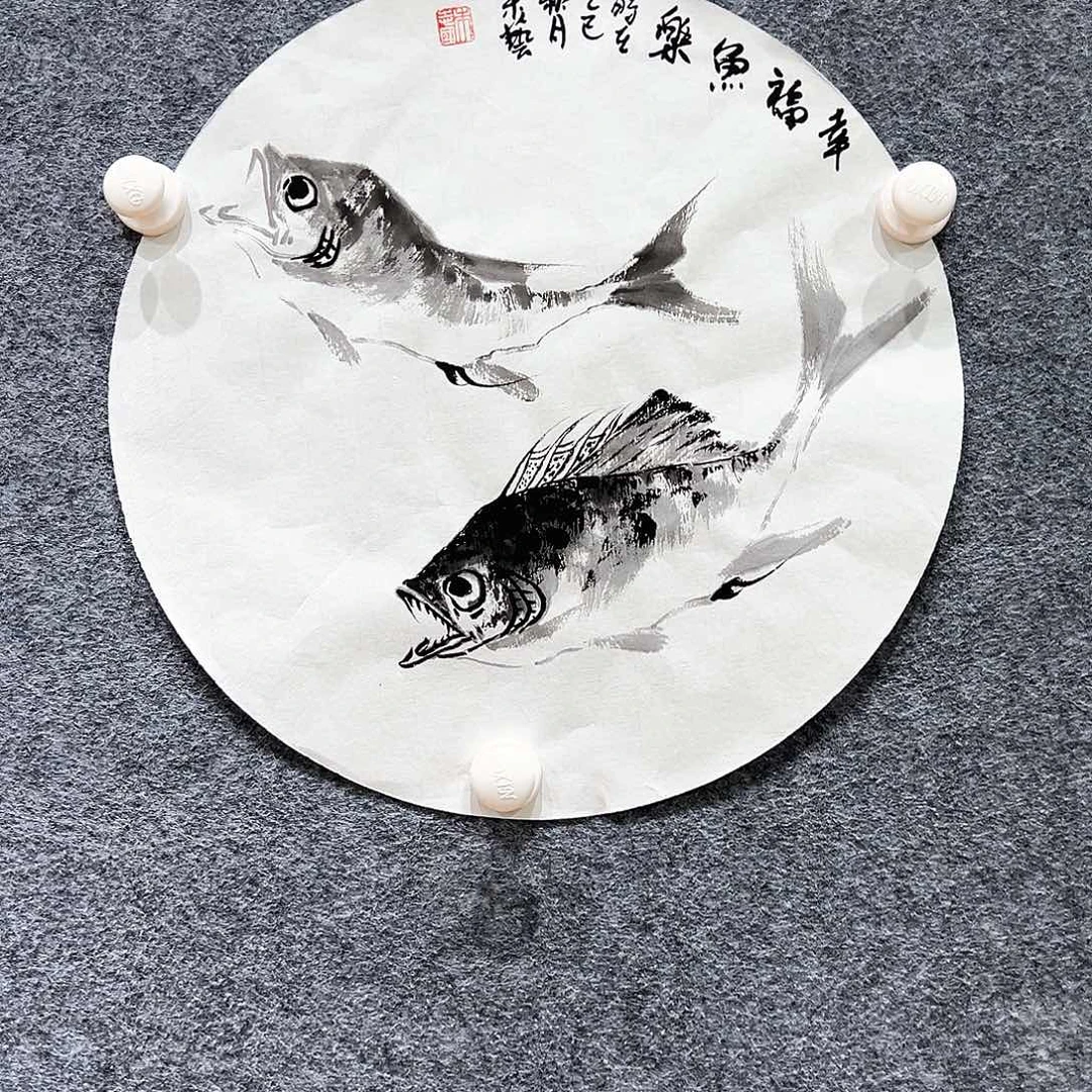 国画知鱼之乐纯手绘