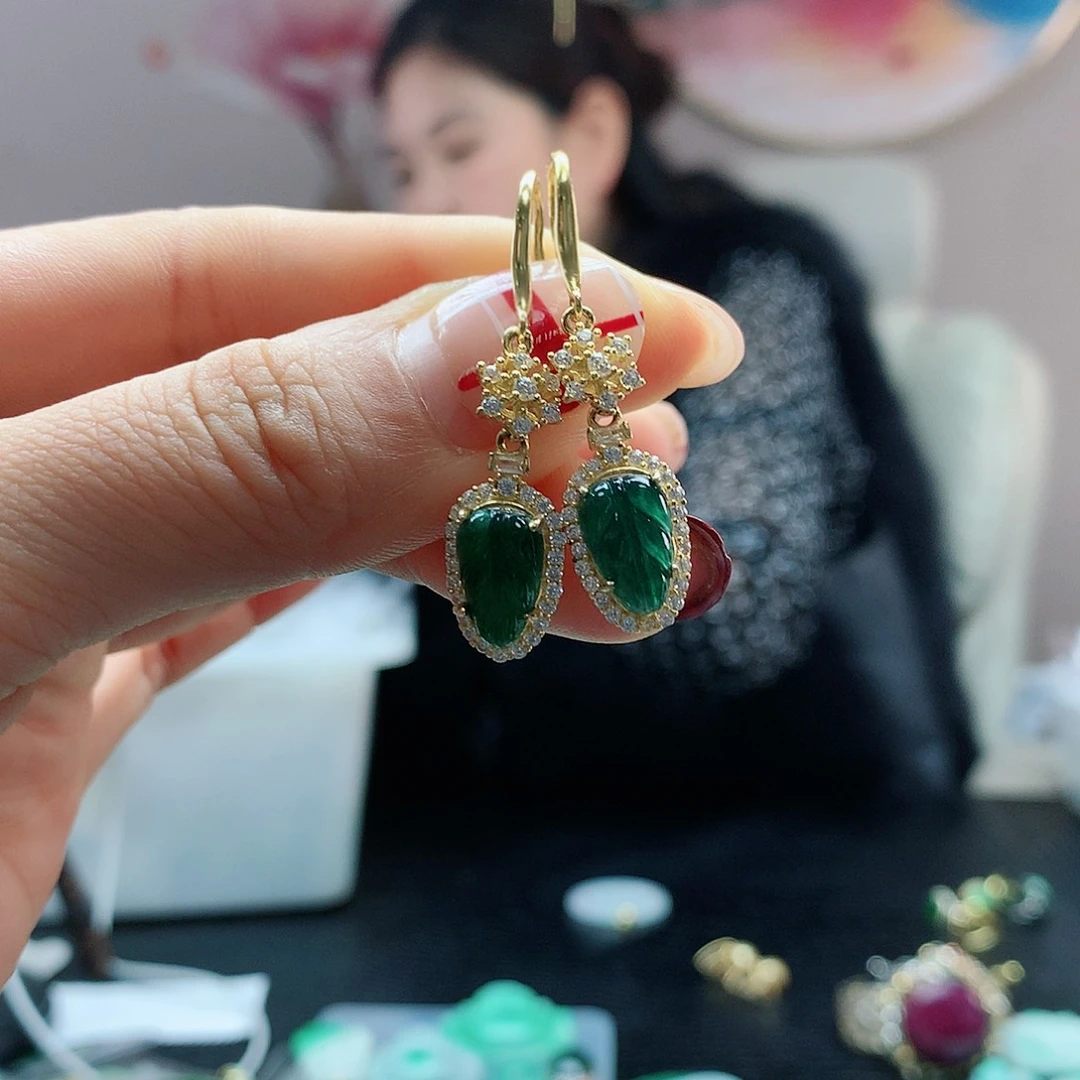 【闪购商品】翡翠耳饰银S925镶嵌，