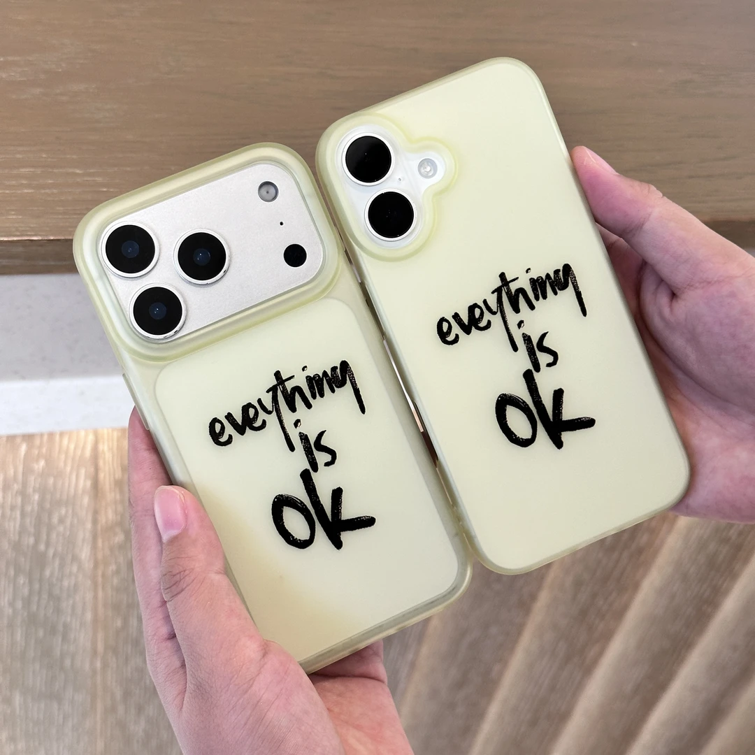 简约ok字母适用苹果17PROMAX手机壳iPhone15大孔磨砂高级感16