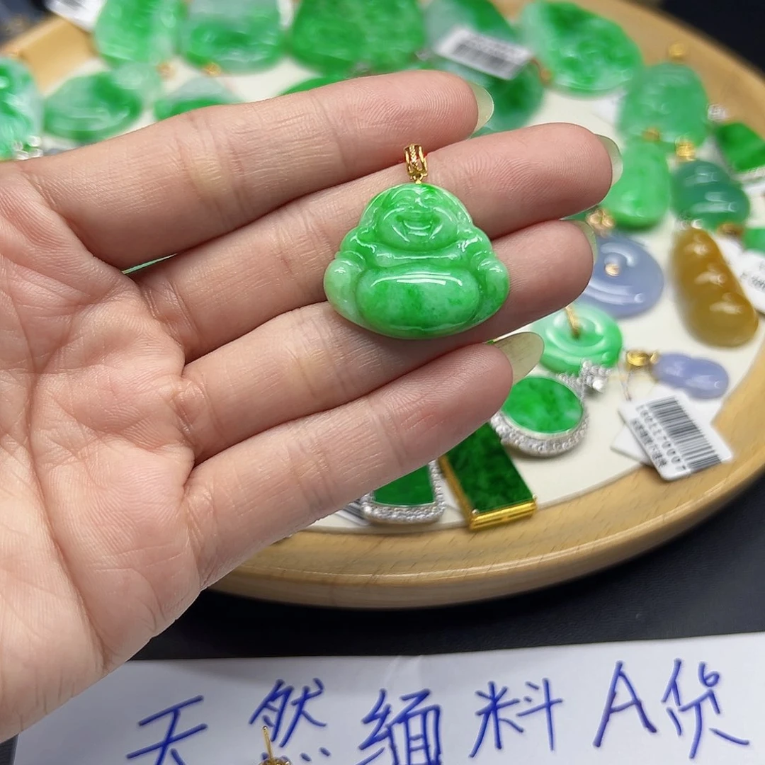 翡翠颈饰18K金镶嵌天然缅料A货一件