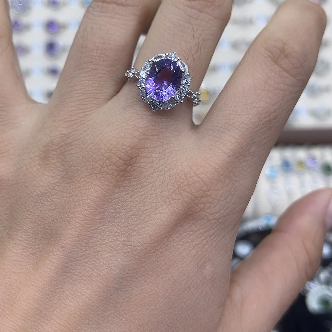 银S925镶嵌戒指紫晶