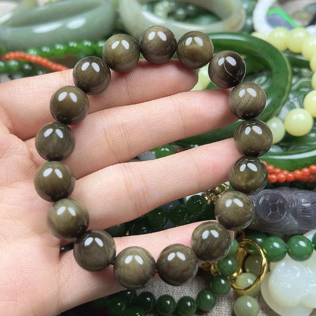通***律和田玉（碧玉）未镶嵌手串