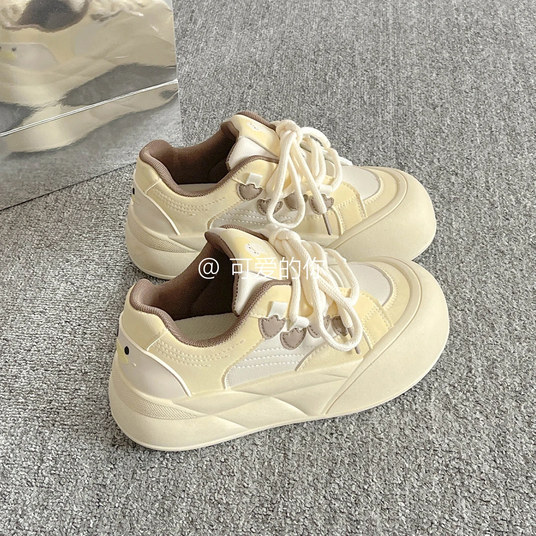 百搭面包鞋女款秋季新款2025爆款板鞋厚底小白鞋小众不撞款休闲鞋