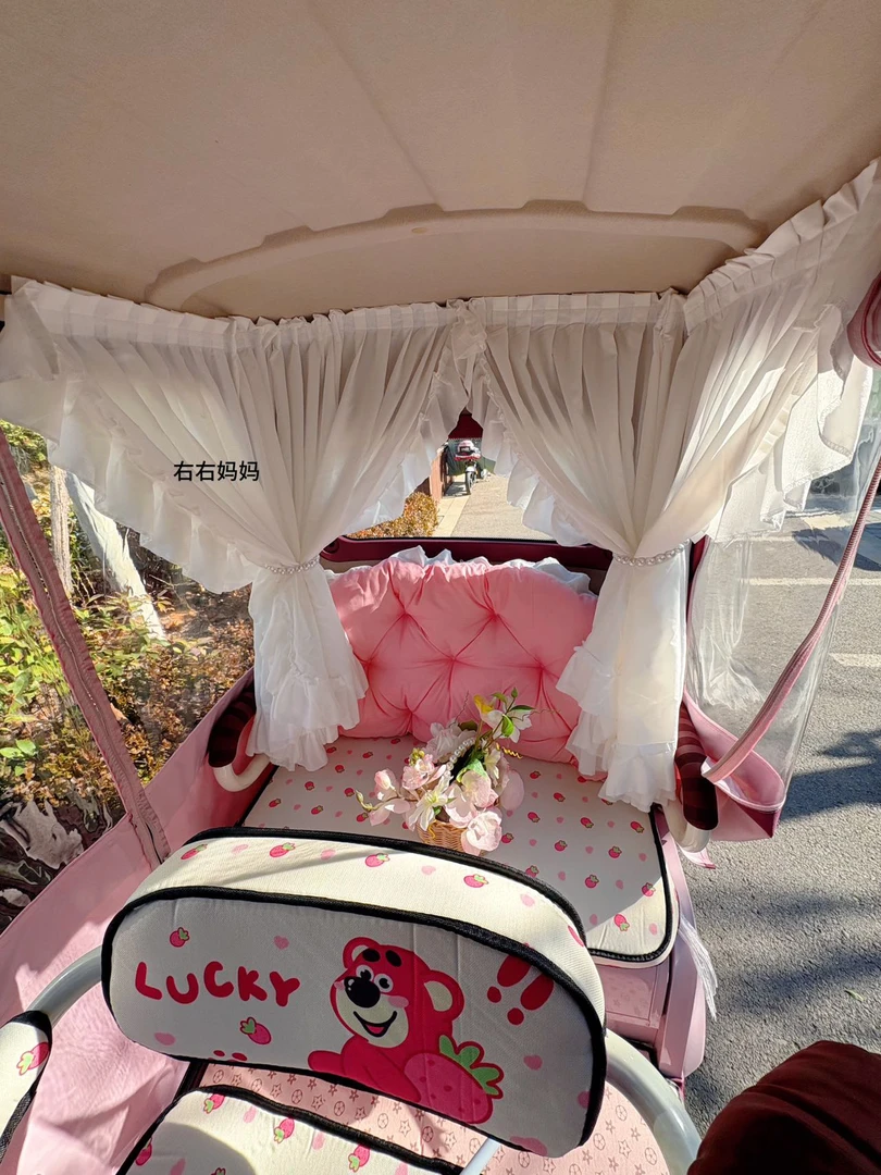 【右右妈妈专属】百叶纱三轮车装饰帘防晒自粘纯色纱帘短窗帘褶皱