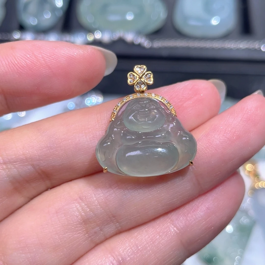 颈饰18K金镶嵌翡翠翡翠