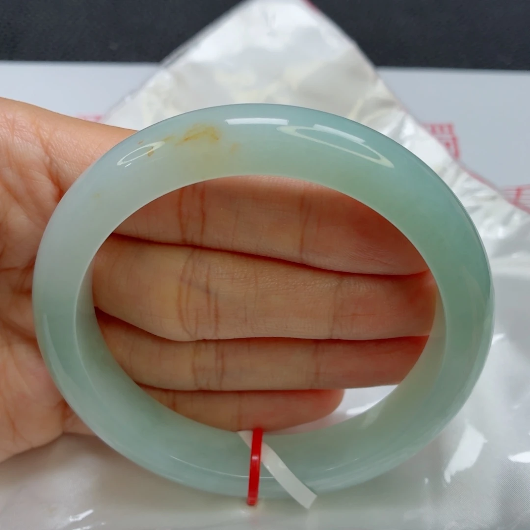 未镶嵌手镯翡翠老坑60圈冰胶薄荷蓝洒金006