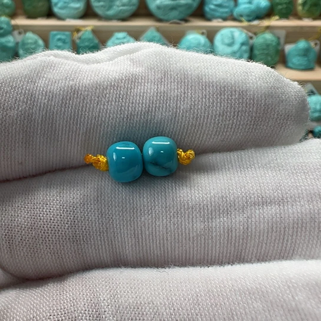 未镶嵌绿松石老型对珠 6.2x5.2mm