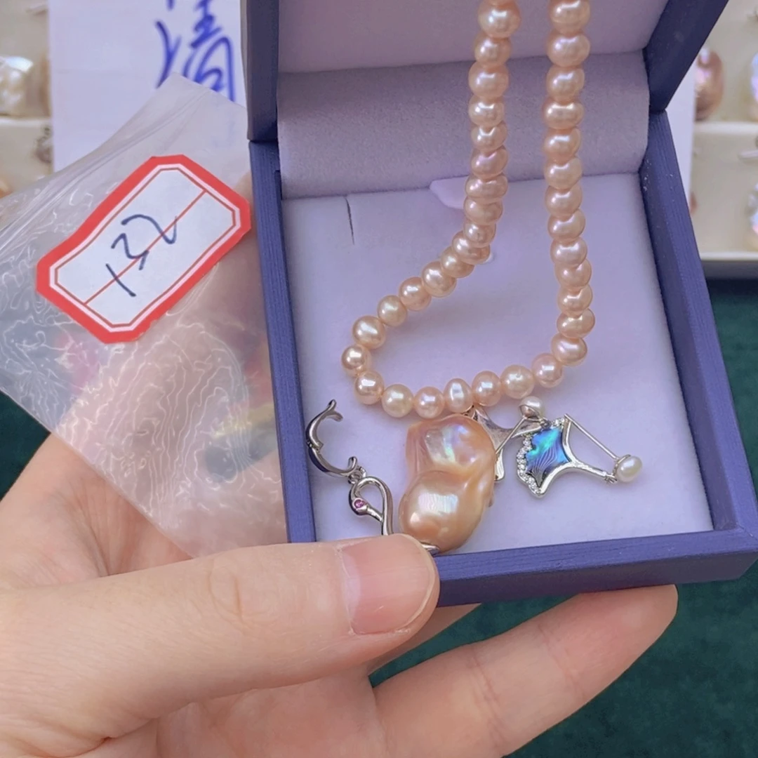 淡水珍珠银S925镶嵌颈饰