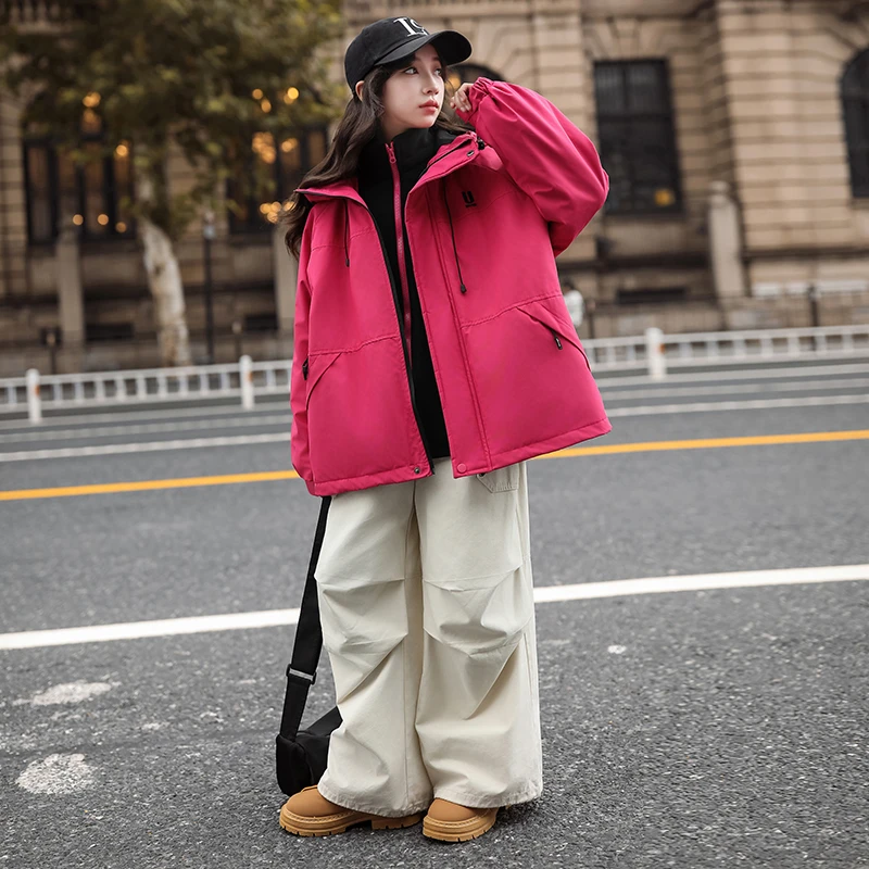 女大童冲锋衣三合一可拆卸秋冬新款冬季三防派克服加绒加厚外套款