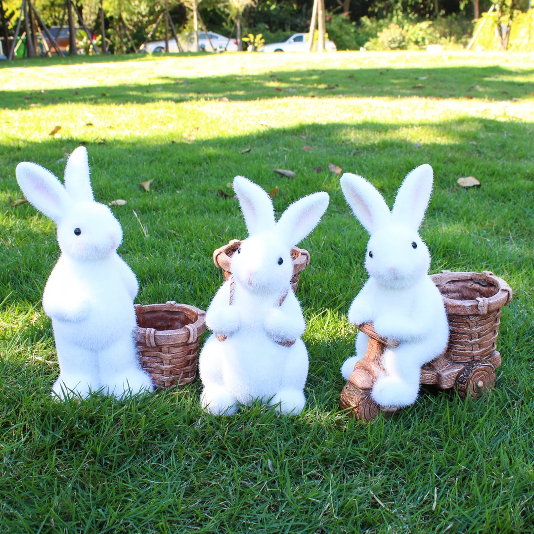 小号植绒兔子多肉花盆花园庭院装饰摆件阳台创意布置卡通花盆