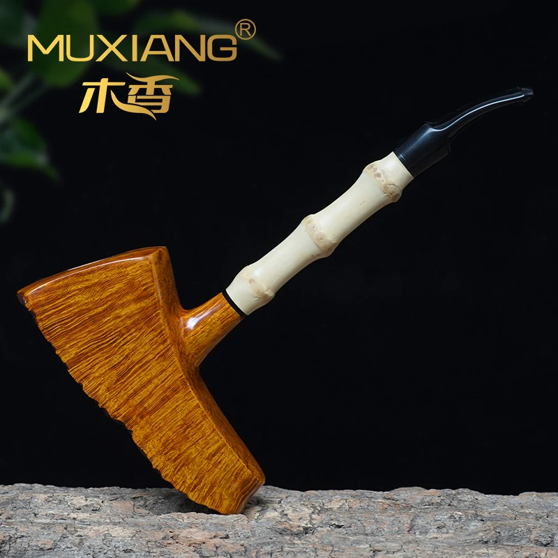 MUXIANG/木香手工石楠木自由式盾牌军插老式传统过滤男士专用烟斗