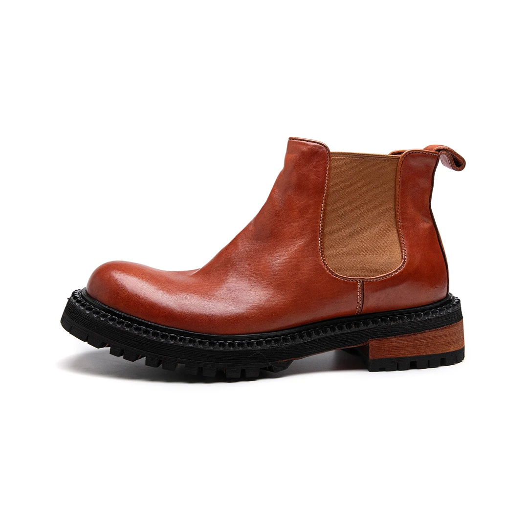 DSM-B1224英伦马皮切尔西男靴高帮复古手工男鞋增高真皮切尔西