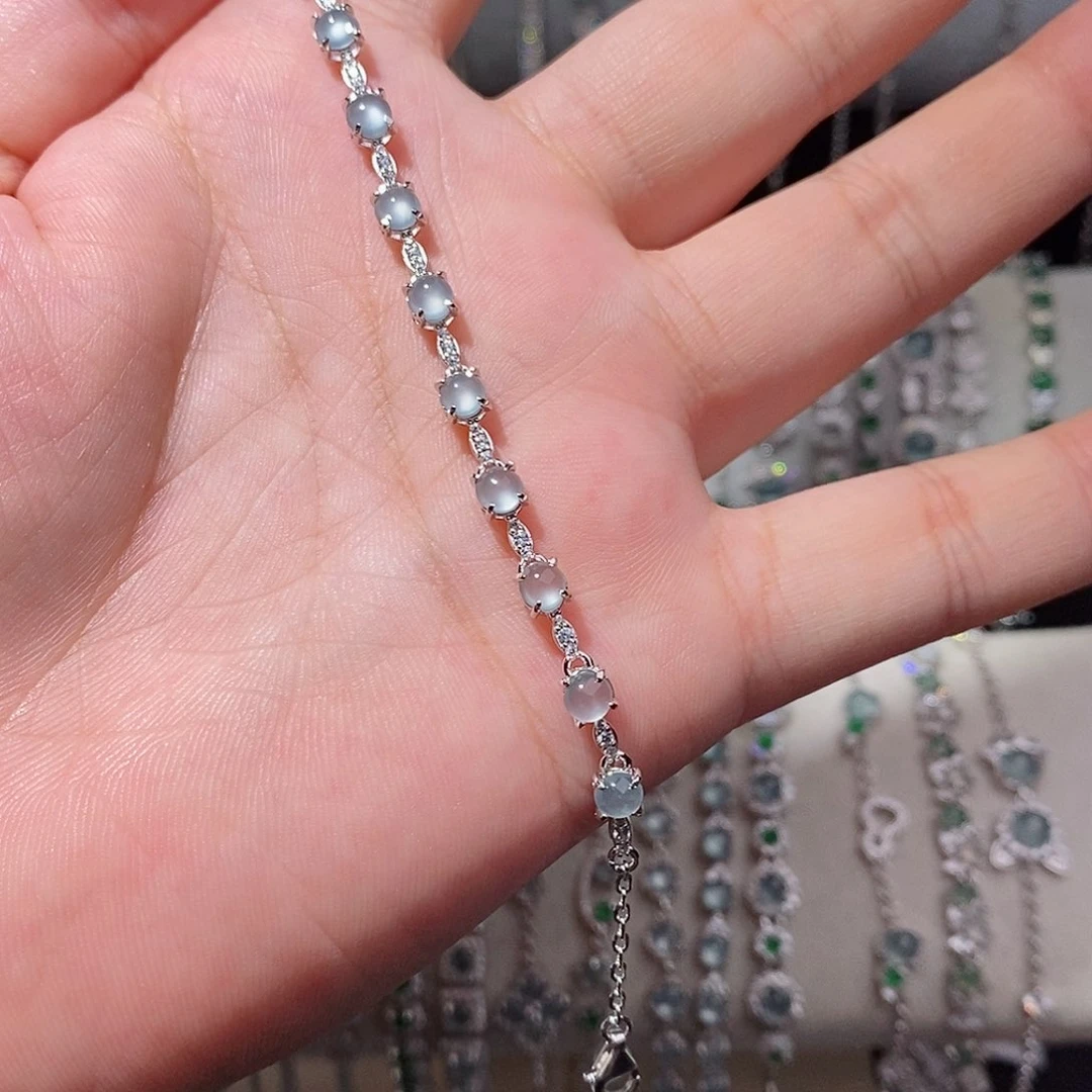 银S925镶嵌手链翡翠j j j j