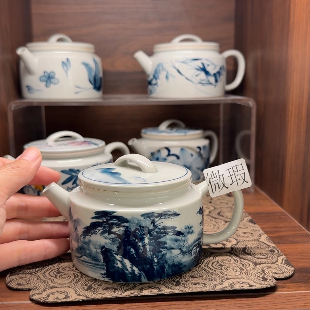 釉下手绘茶具微瑕