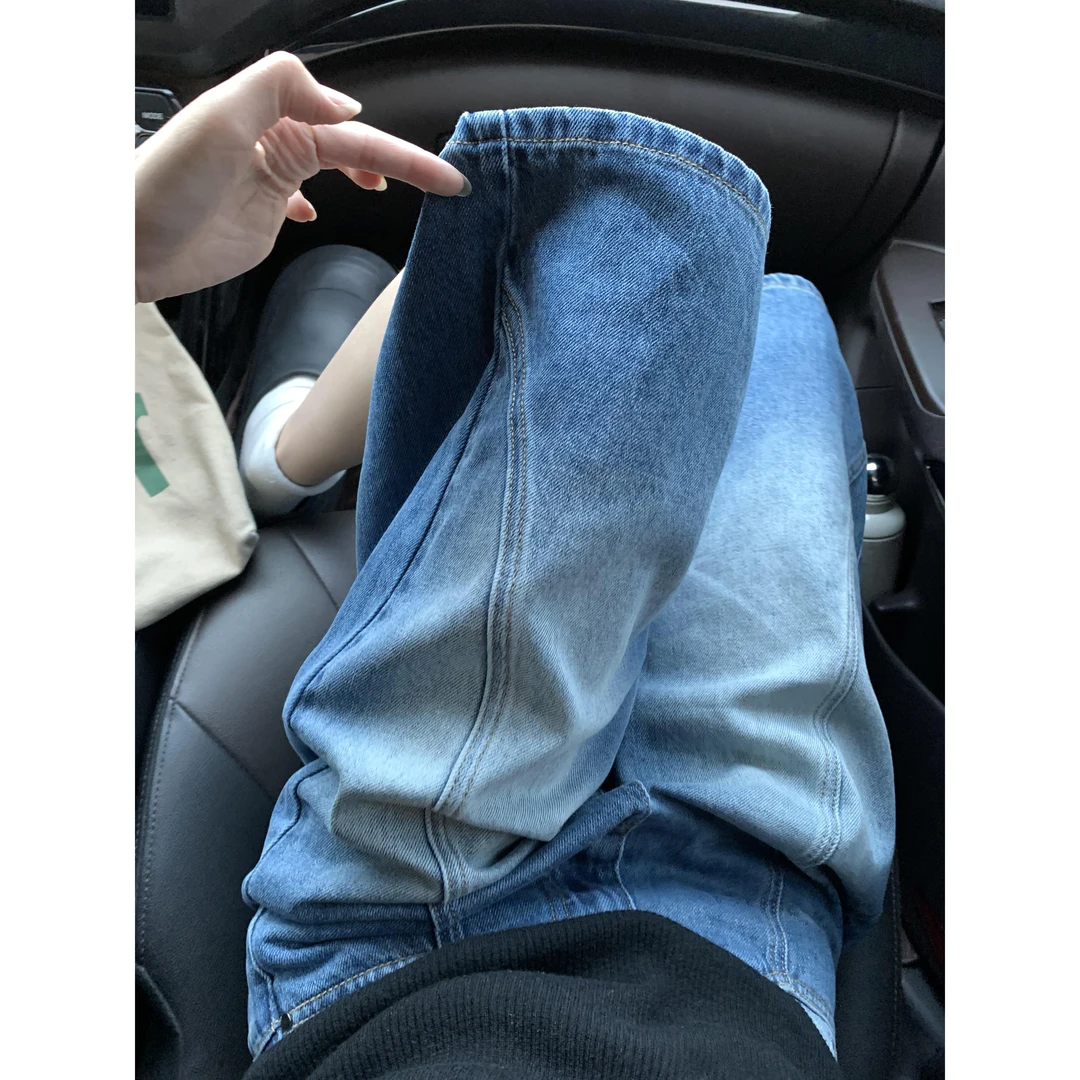 复古水洗休闲七分牛仔中裤女夏季新款宽松显瘦设计百搭直筒中裤子