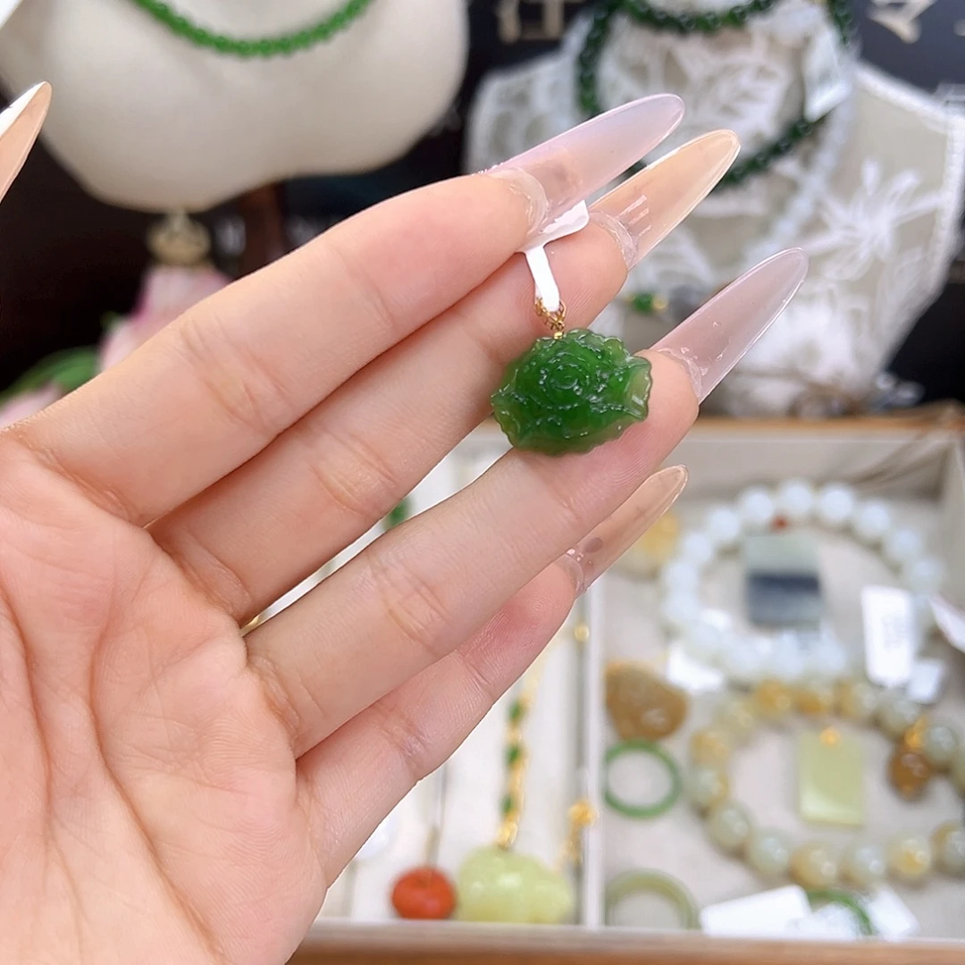 和田玉18K金镶嵌颈饰sj