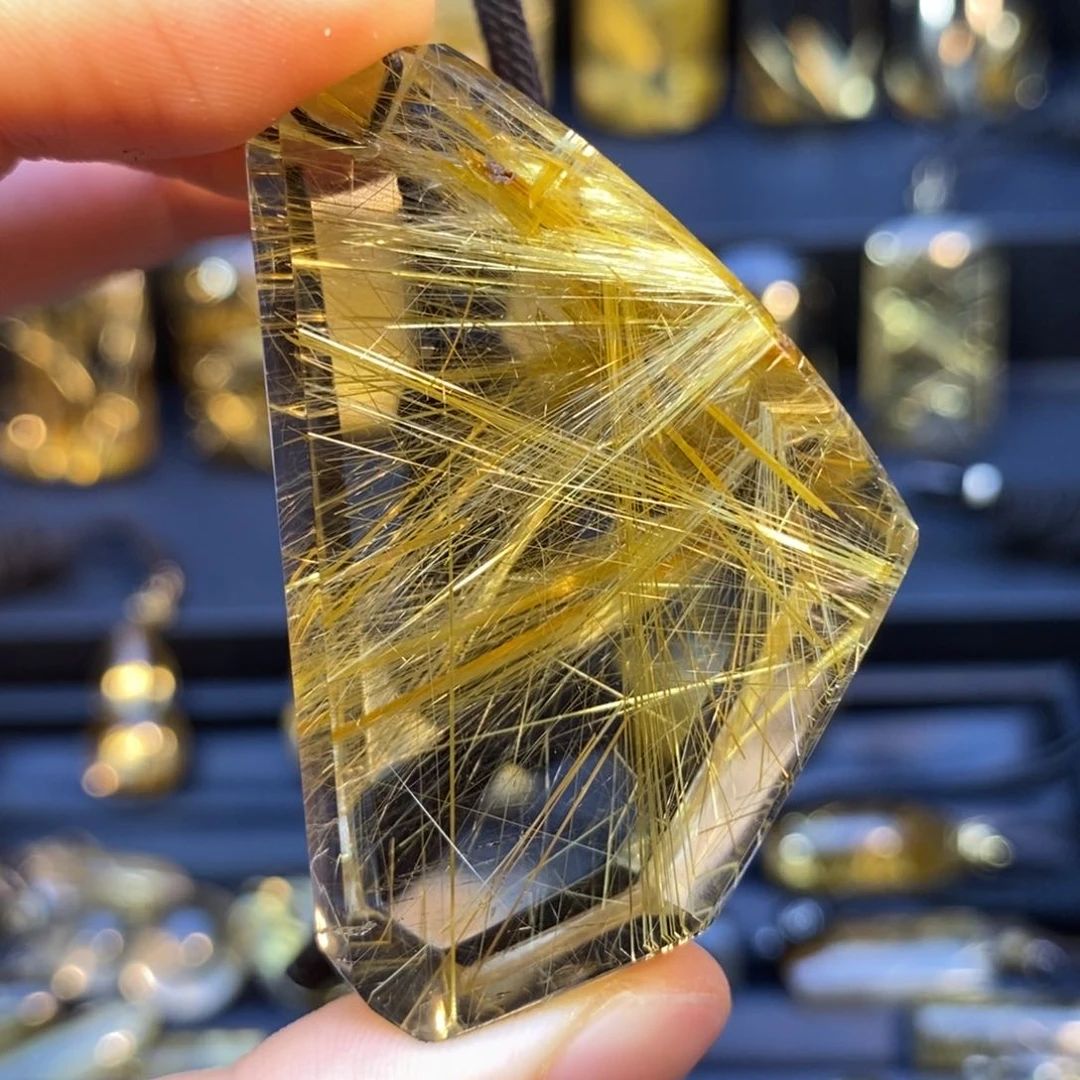 颈饰未镶嵌水晶发晶花随形吊坠