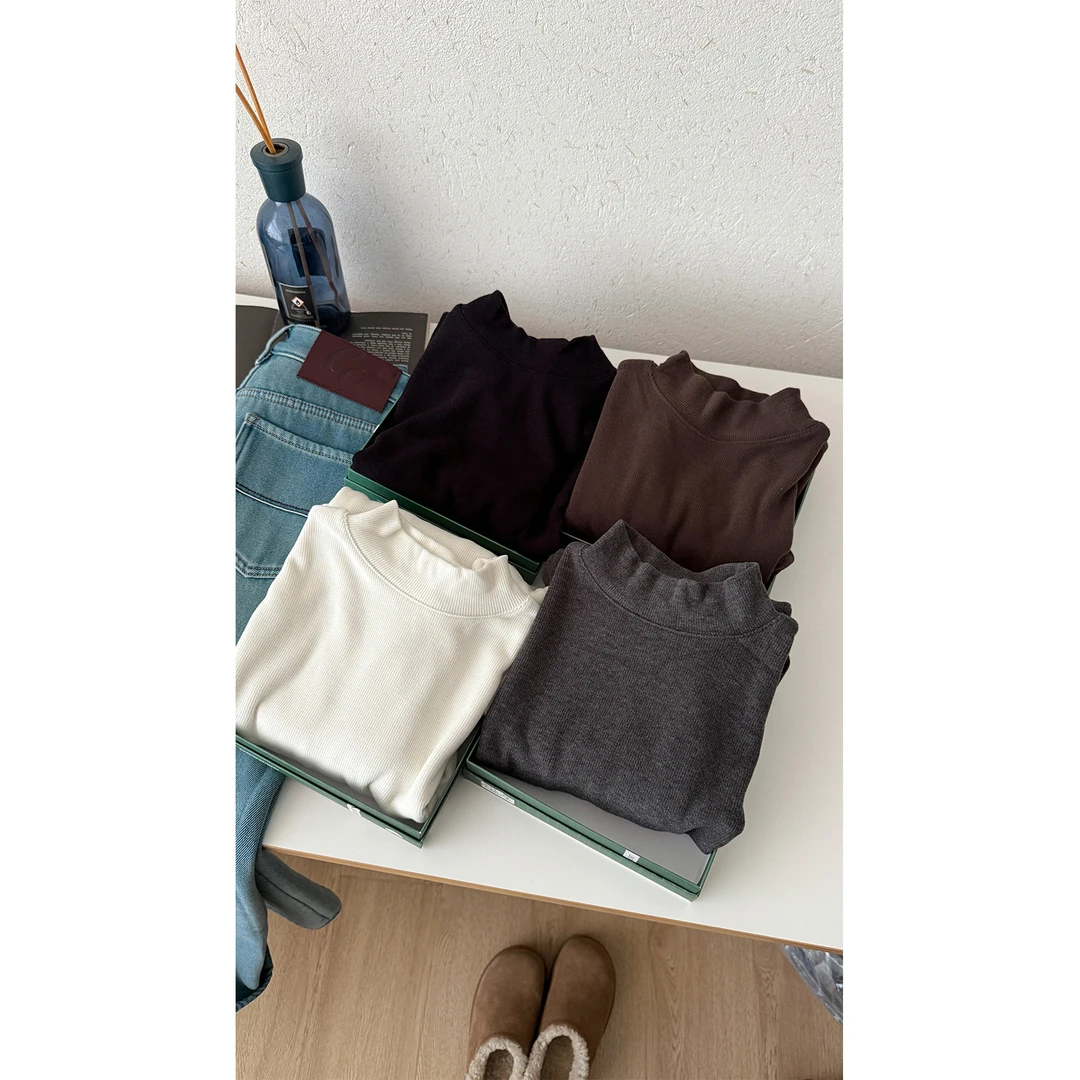 苏安家｜“羊毛卷” 绵羊毛莱赛尔 热感绒面螺纹显瘦半高领打底衫