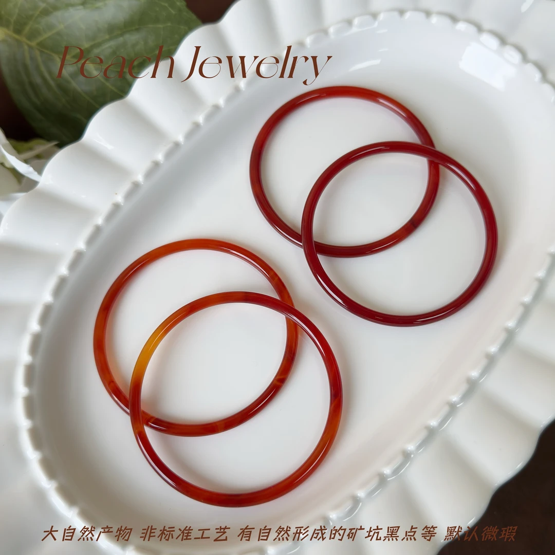 红玛瑙细手镯（烧色、有纹、单只） TA02 多样性发一颜色微差
