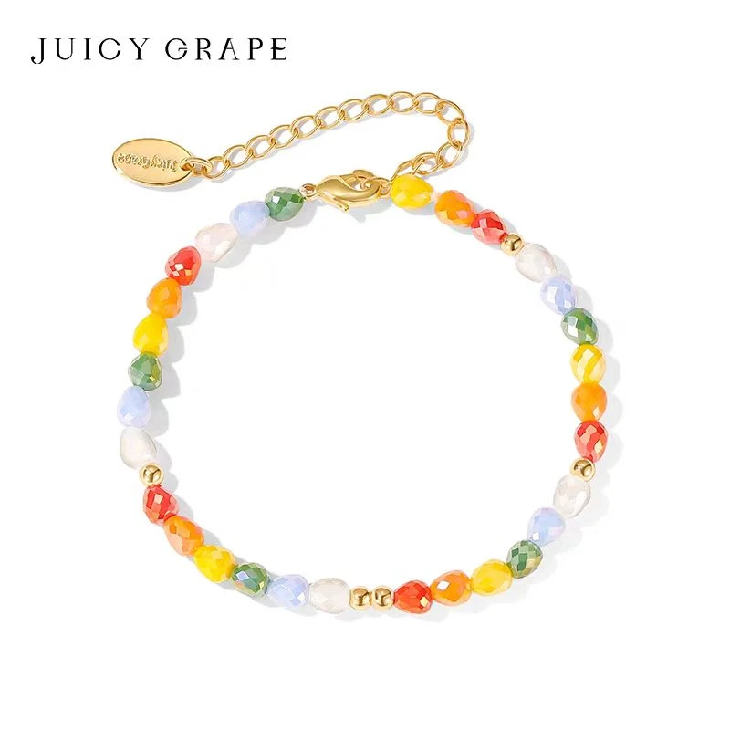 JuicyGrape 合金珐琅手链 多巴胺小众设计感彩色可爱草莓珠手串