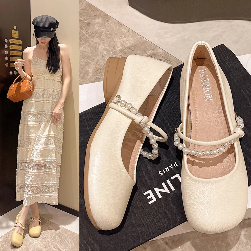 卓诗尼芙妮温柔单鞋女2025夏新款法式轻便流行玛丽珍软底小皮鞋