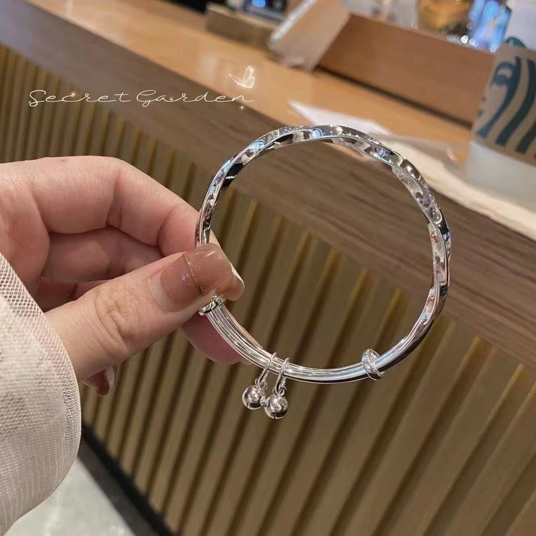 足银手镯 足银手镯 CL099莫比乌斯铃铛手镯女简约年轻款
