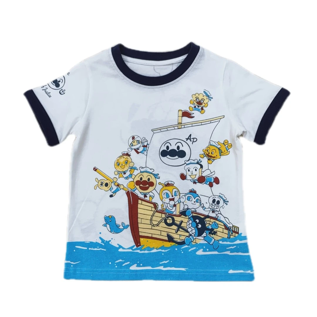 AA【断码】清清清新款包包蓝色海浪帆船海军男女宝同款短袖T恤