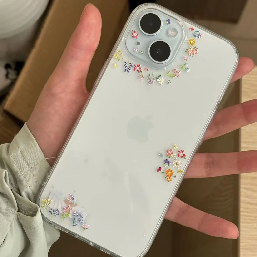ins花草适用苹果16/15ProMax手机壳14透明iPhone13女12潮11软78p