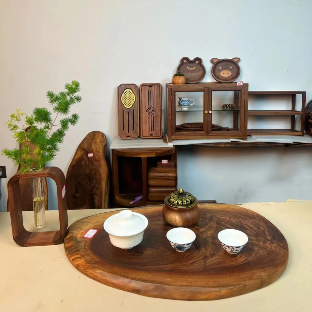 （O3芮空一物一拍）一物一拍北美黑胡桃木实木随形干泡台