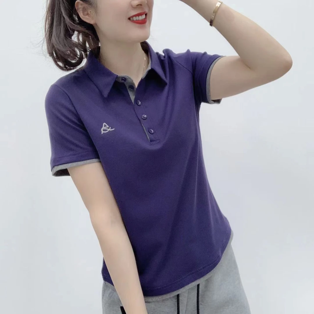 2025纯色衬衫领小刺绣短袖T恤