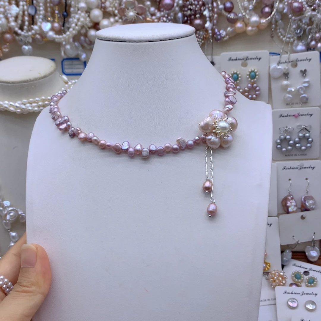 合金淡水珍珠耳饰项链