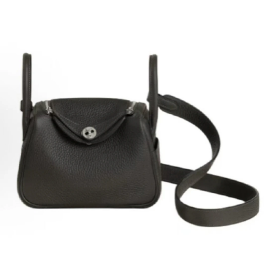 95新 Hermes/爱马仕 mini lindy 黑银 TC皮 /JW4956