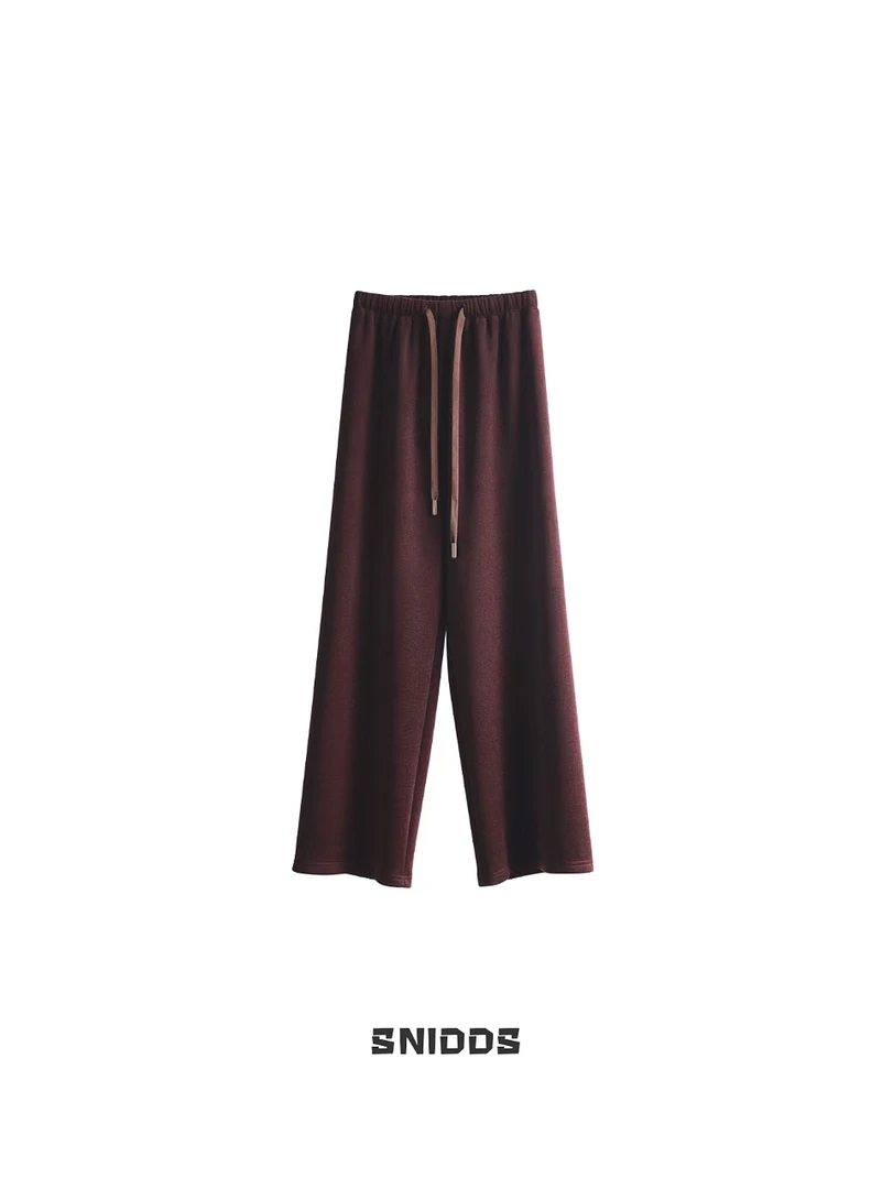 女士秋冬 厚垂有型纸片人抽绳直筒休闲裤