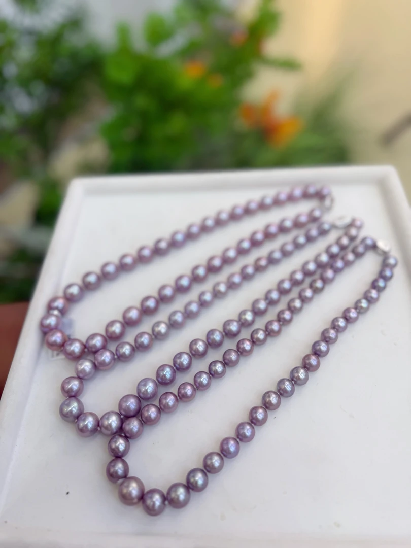 【晓艾珍珠】9-11mm淡水紫珠项链 （多样性发一 ）S925银 E03
