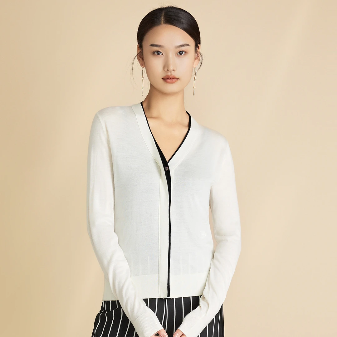 春竹25秋冬开衫针织羊毛衫纯色薄款百搭休闲时尚宽松简约通勤外套