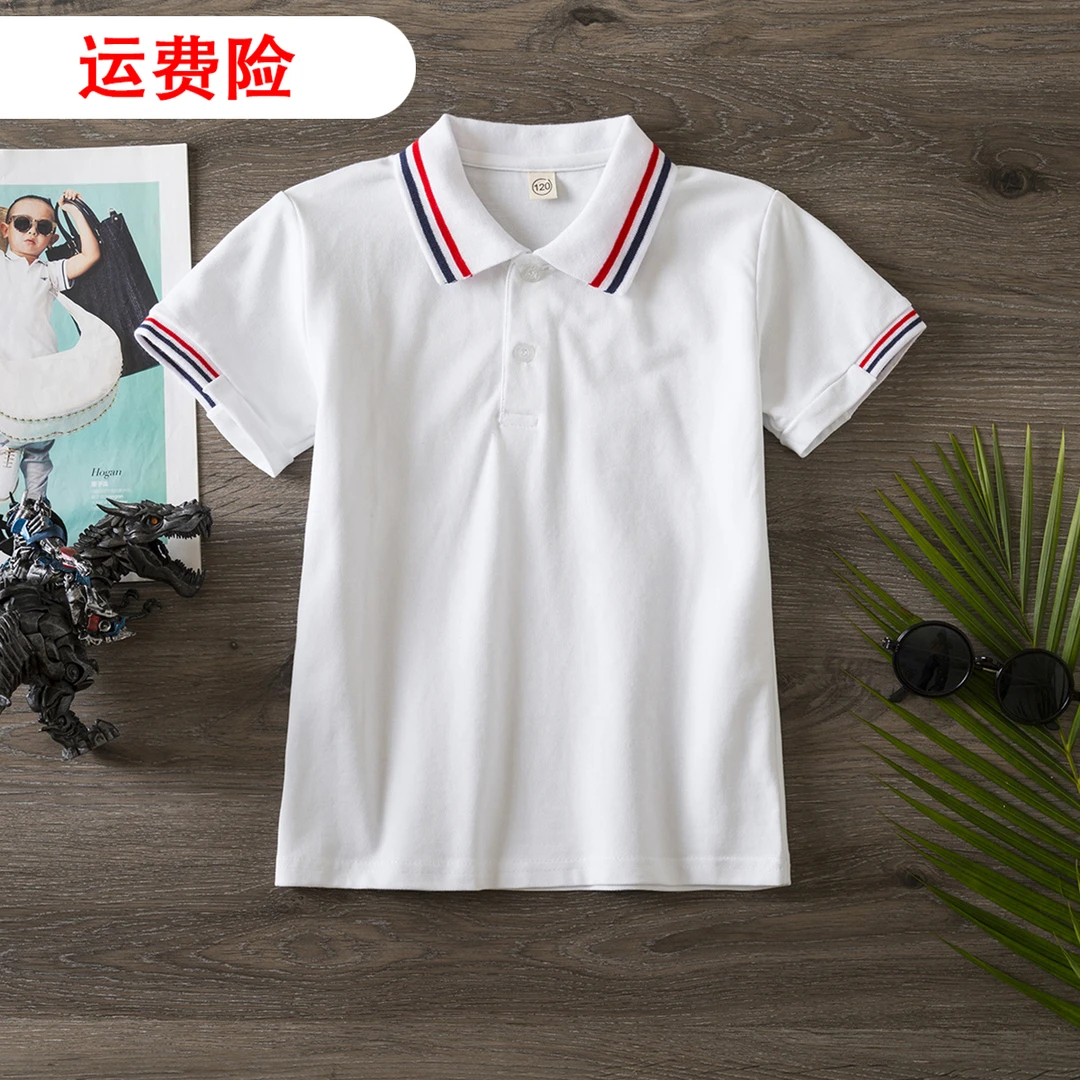 校服纯棉夏季套头校服小学班级服半袖翻领女童男童