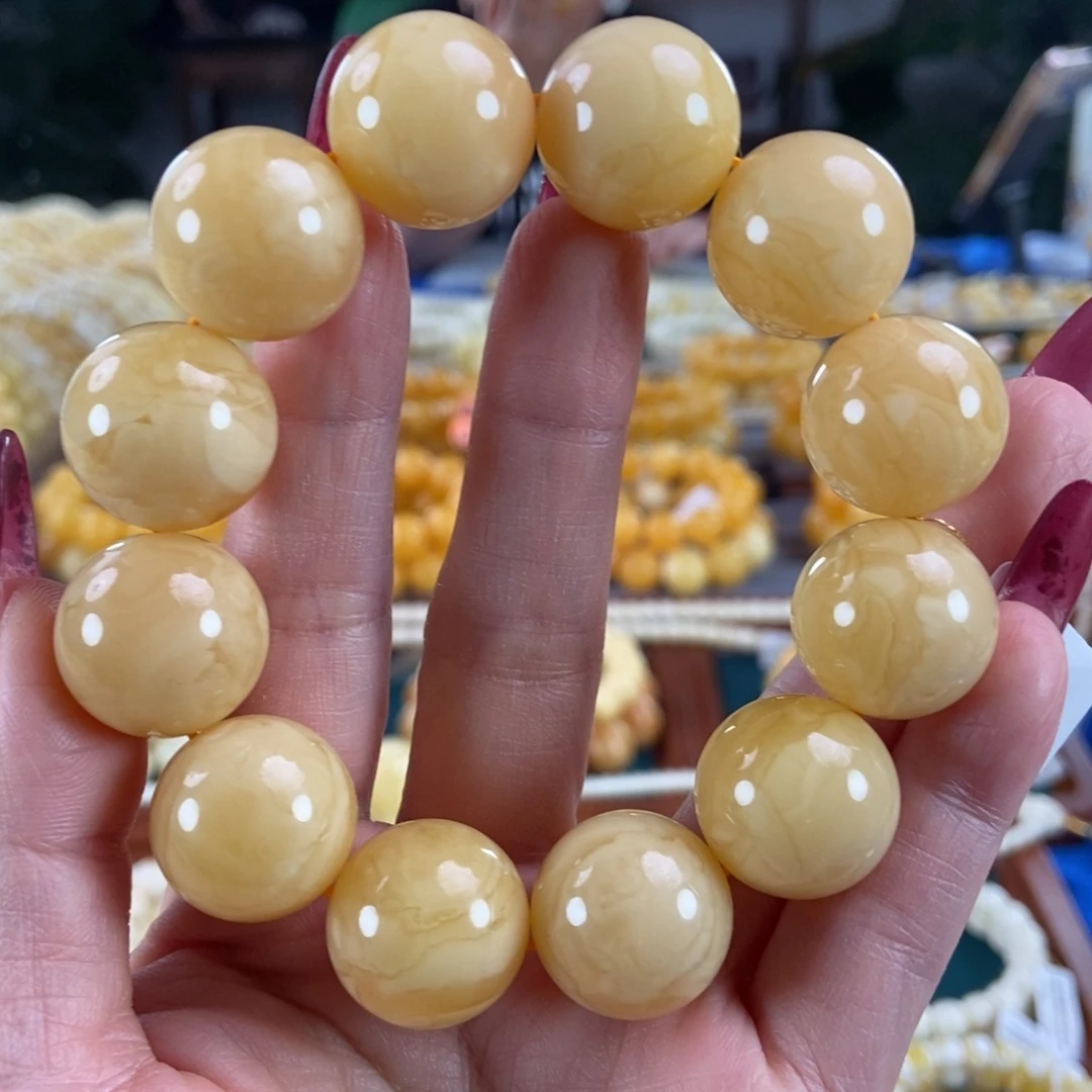 琥珀未镶嵌珠宝奇石18圆珠44.4