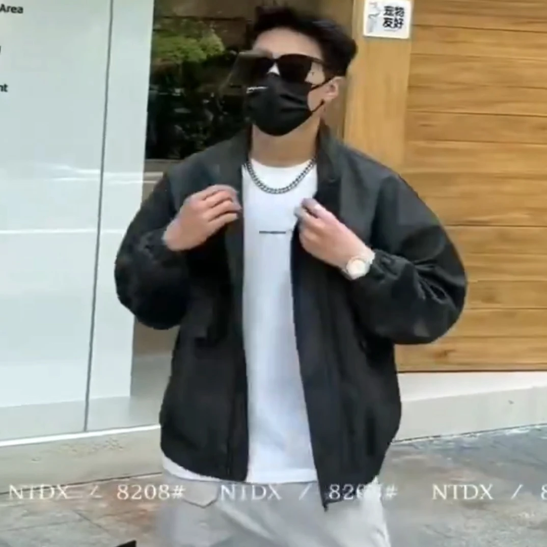 简欧洗春款夹克时尚百搭冬季男常规款上衣立领摩擦皮皮外套