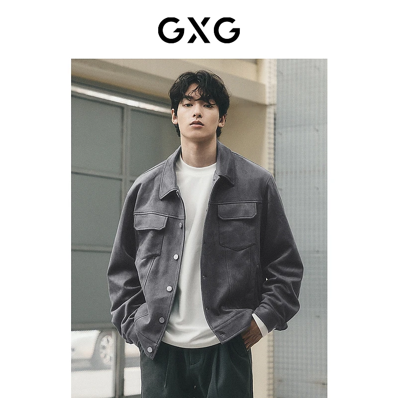 GXG男装 城市回溯仿麂皮舒适夹克外套秋季#G24D214113