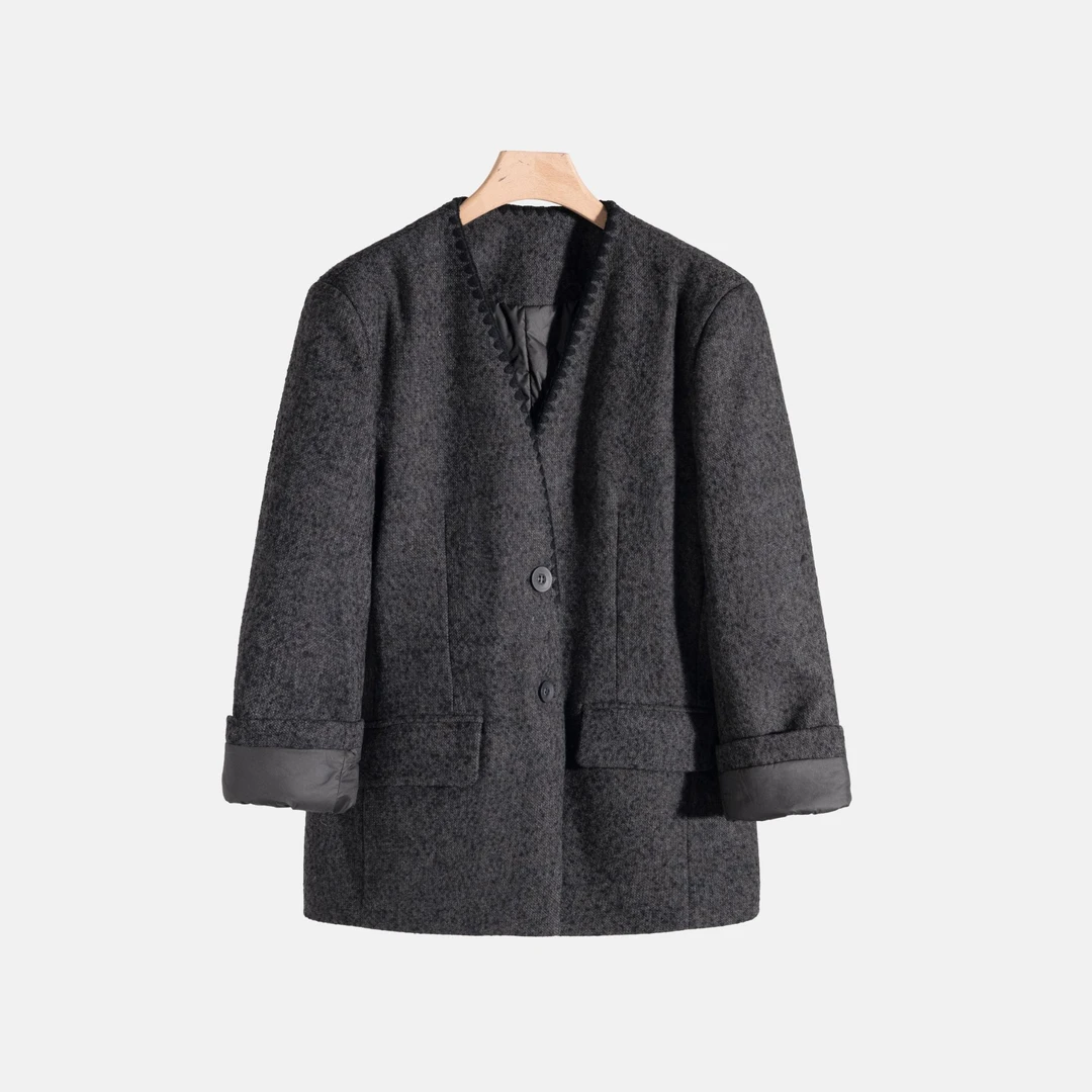 【天邑严选】静奢包袖修身型常规款口袋西装休闲经典秋冬双排扣8691