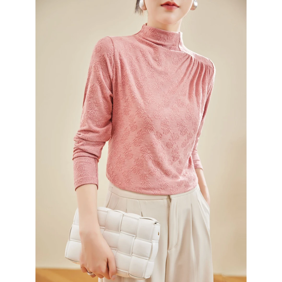 纪凡姬/24-023-重工高级感玫瑰提花气质别致T恤打底衫