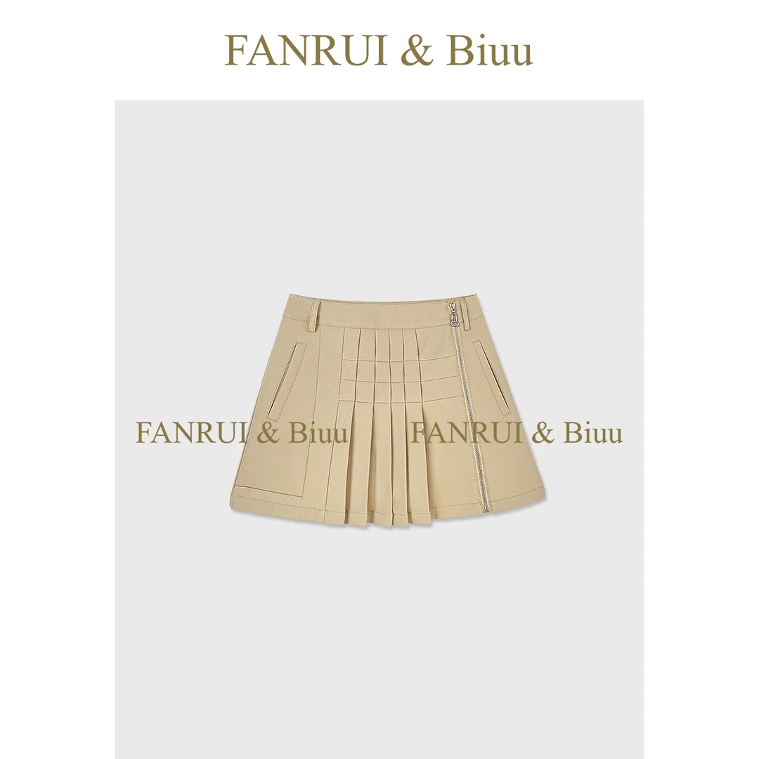 FANRUI/泛芮 「贝贝biuu」新款百褶设计不规则显瘦半身女裤裙B17351