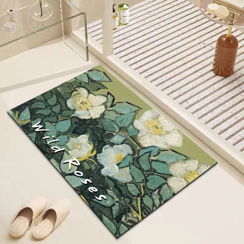 【福利品】】80*50卫生间吸水防滑硅藻泥门垫沥水垫-绿油画