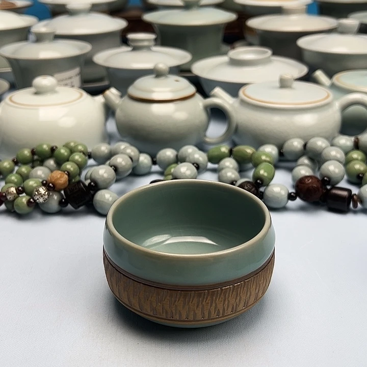 杯微暇重工仿古釉腰缠万贯禅定杯