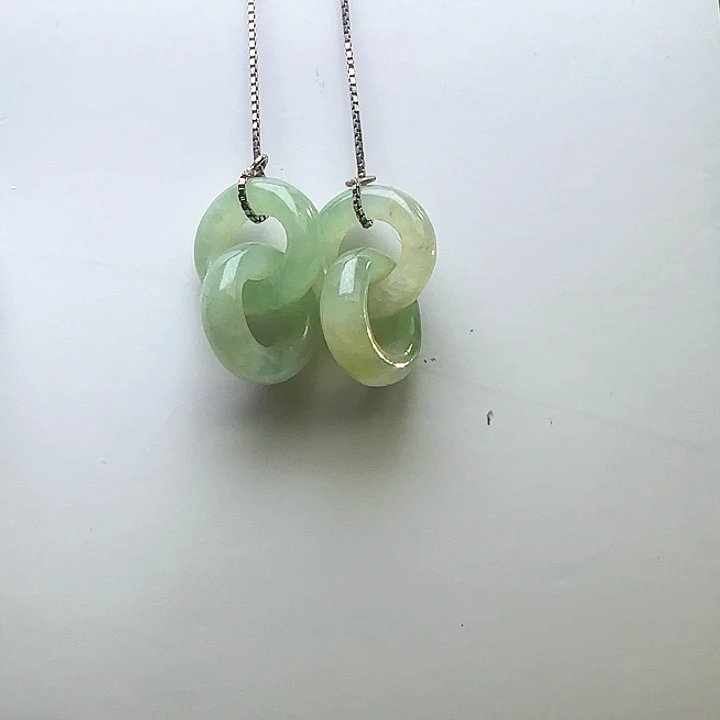 银S925镶嵌翡翠耳饰天然缅料A货 环环耳环