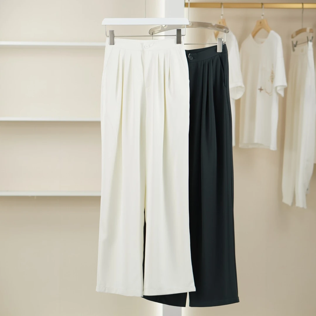 一路童行【睦】30513114 通勤百搭垂感直筒阔腿休闲裤夏季女装撤柜