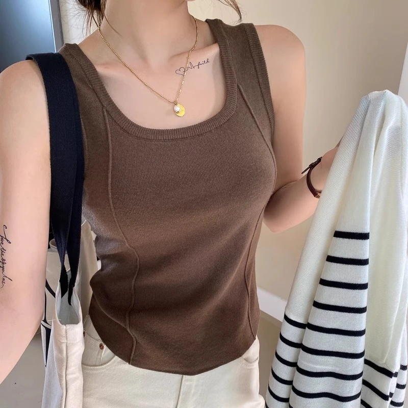 针织背心女内搭2025秋冬新款遮副乳u领宽肩带打底小吊带外穿上衣