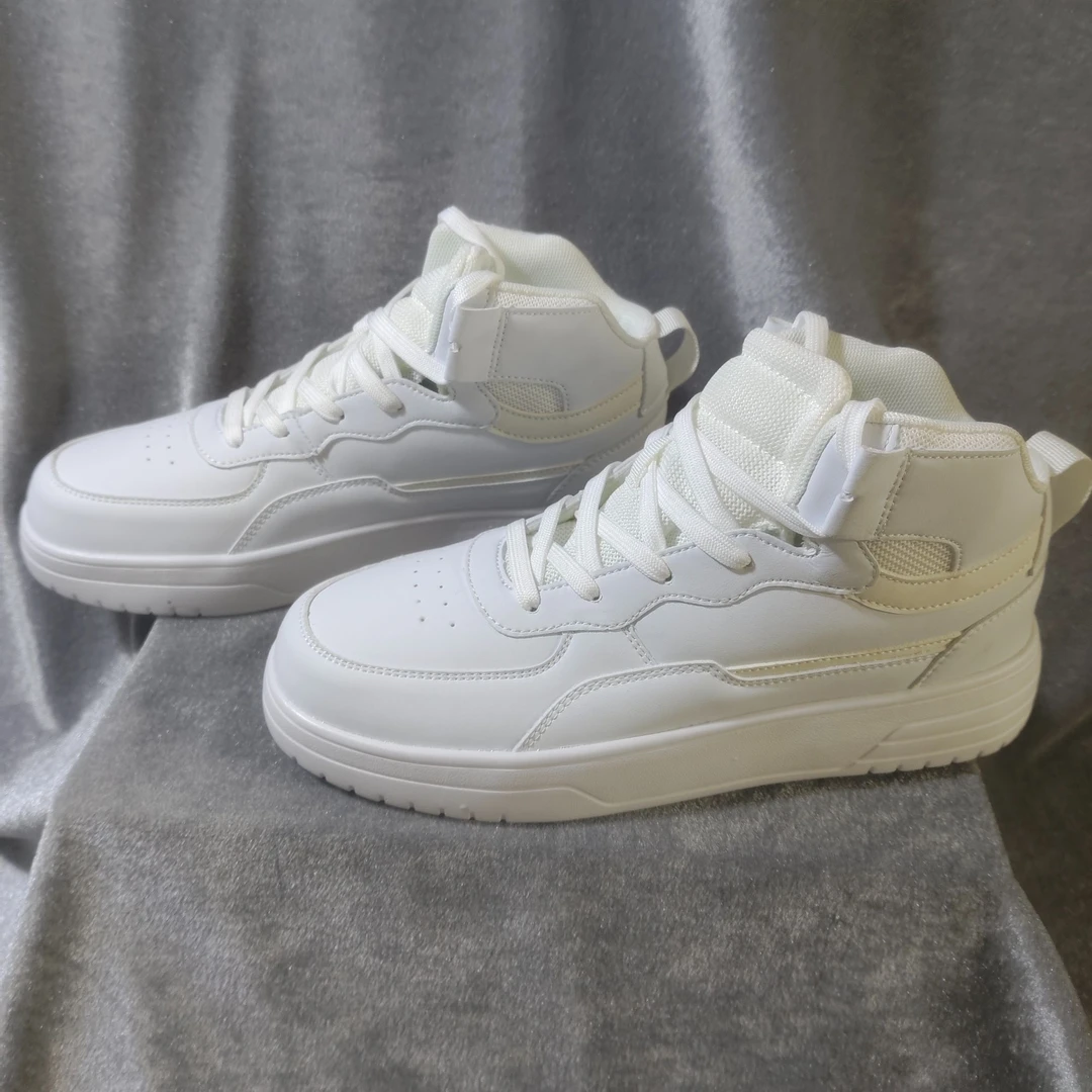 高帮板鞋小白鞋学生休闲鞋中邦百搭厚底运动鞋潮鞋男防滑耐磨透气