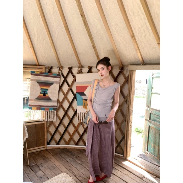 【赵小小&韩女秘籍】荡领飘带短袖t恤韩系甜美减龄无袖上衣27398