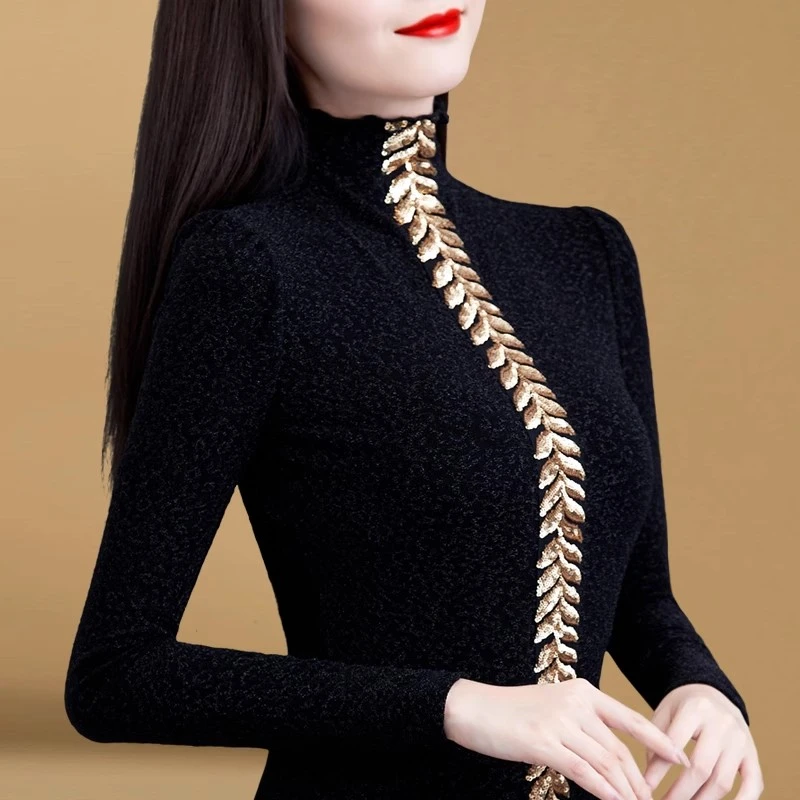 0404高端气质网纱打底衫女